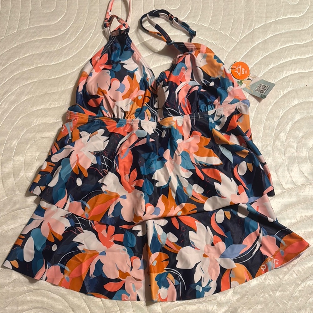 Floral Halter Tahini Top Vibrant Colors